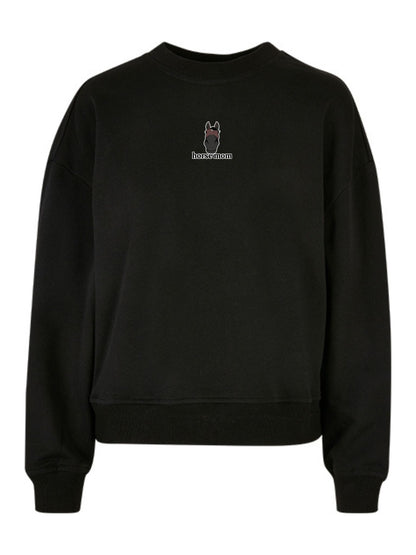 Miękka bluza bez kaptura z haftem "horse dad" dla Koniarza Oversize - EQUINE - Black
