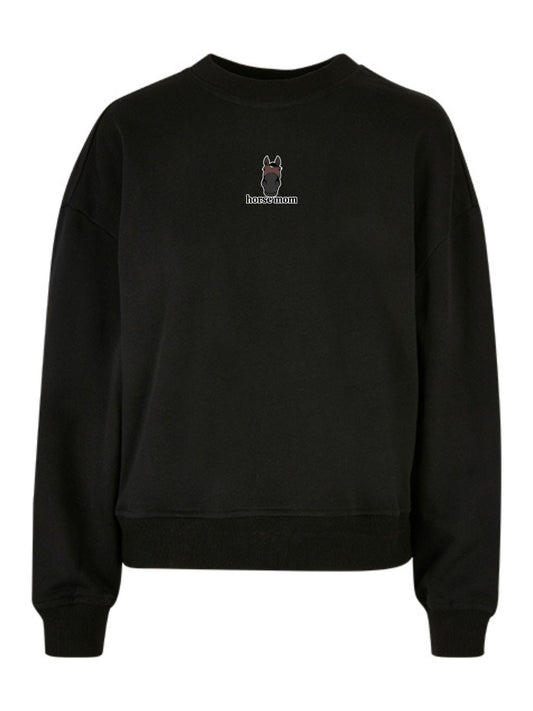 Miękka bluza bez kaptura z haftem "horse dad" dla Koniarza Oversize - EQUINE - Black