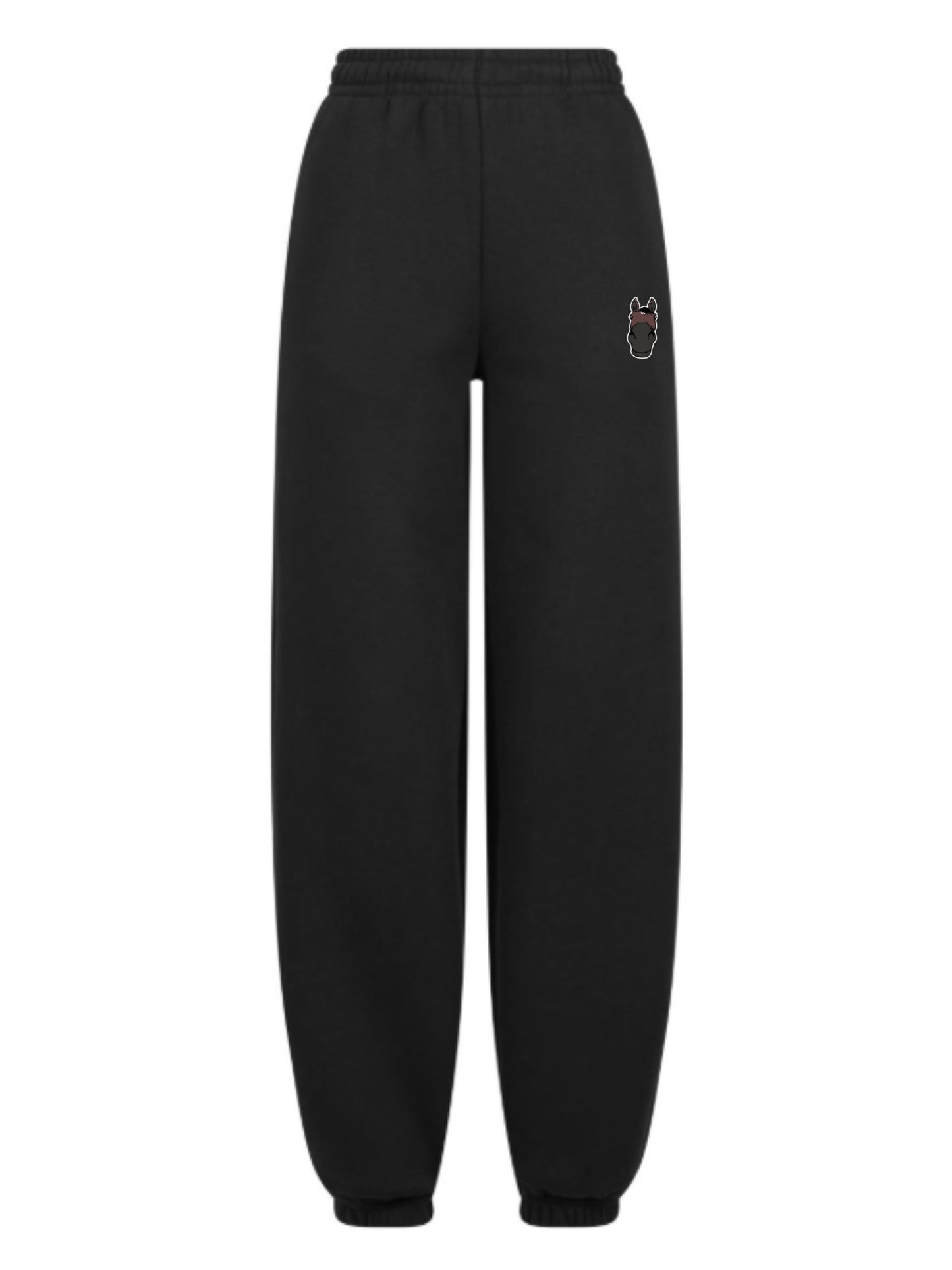 Miękkie spodnie dresowe z haftem dla Koniary - COZY - Black