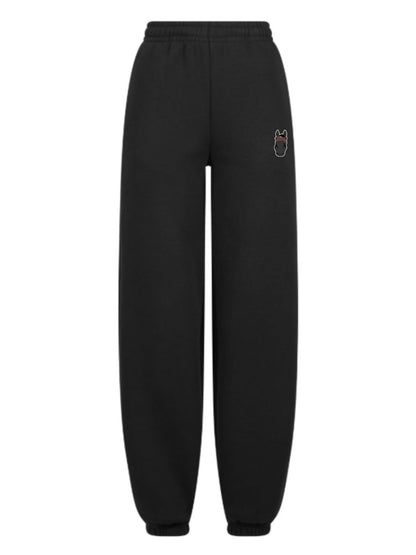 Miękkie spodnie dresowe z haftem dla Koniary - COZY - Black