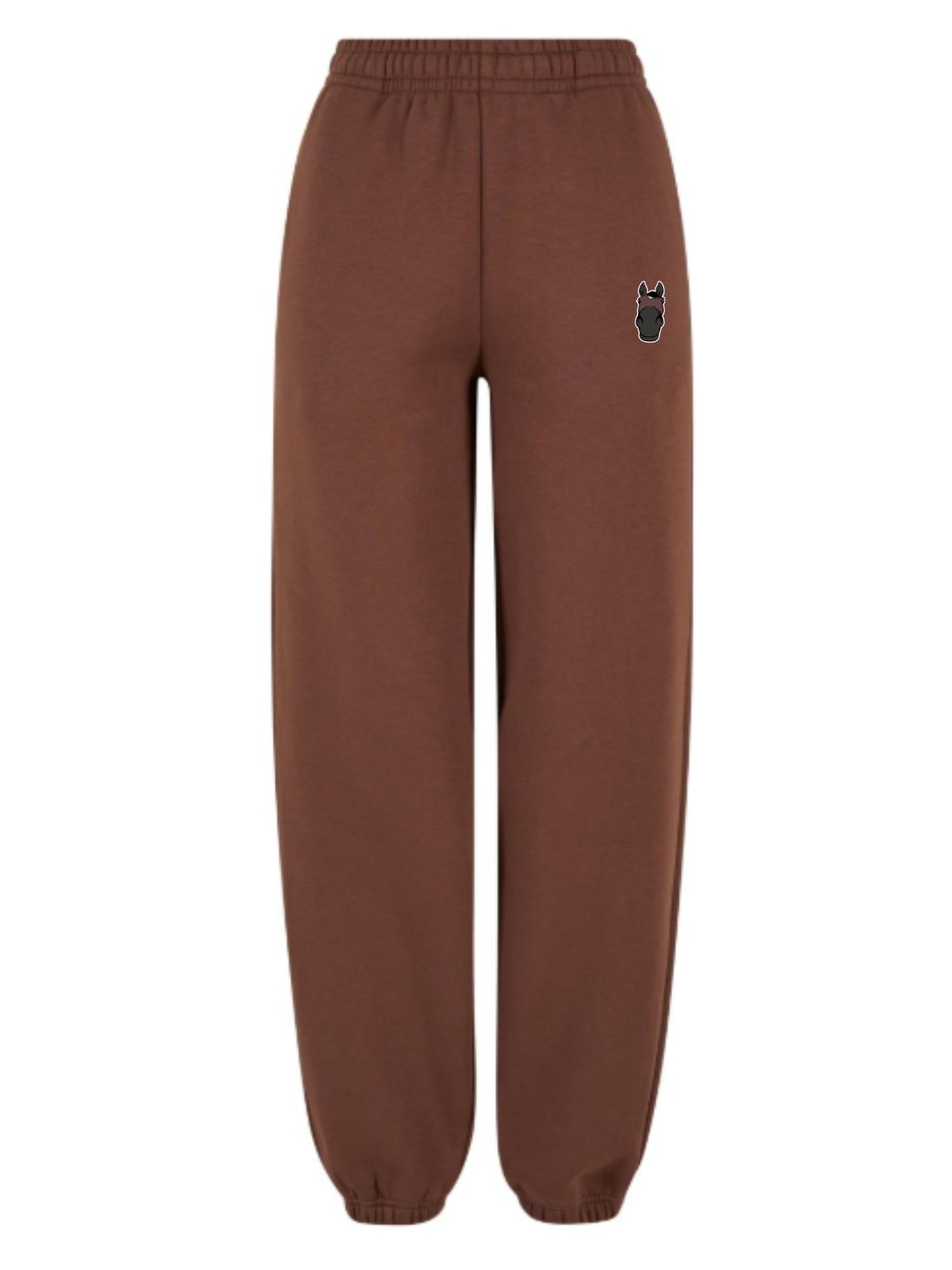 Miękkie spodnie dresowe z haftem dla Koniary - COZY - Chocolate Brown