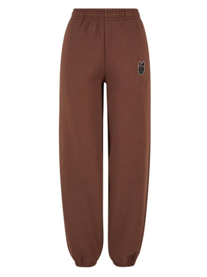 Miękkie spodnie dresowe z haftem dla Koniary - COZY - Chocolate Brown