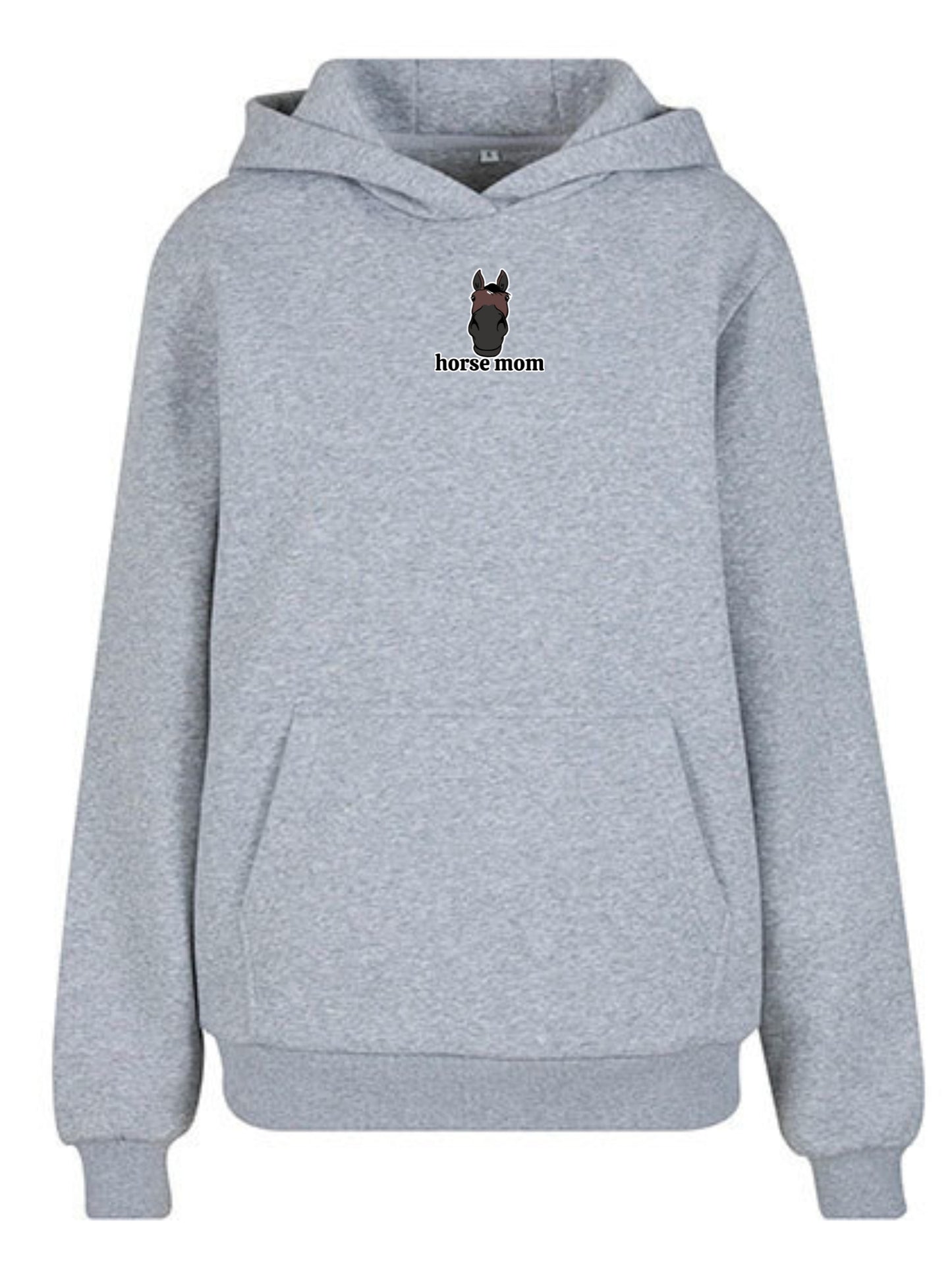 Miękka bluza z haftem "horse mom" dla Koniary Oversize - COZY - Heather Grey