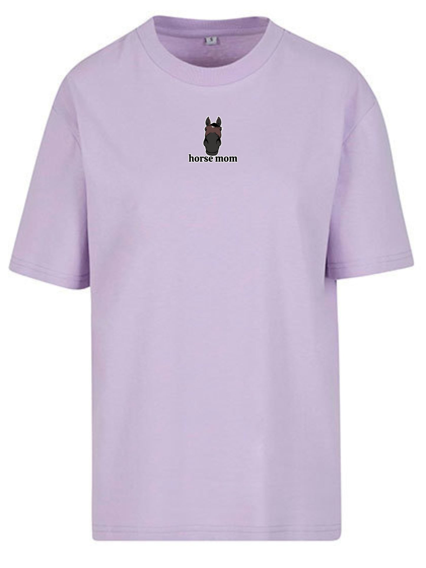 Bawełniana koszulka dla Koniary z haftem "horse mom" Oversize - HORSEY - Lilac