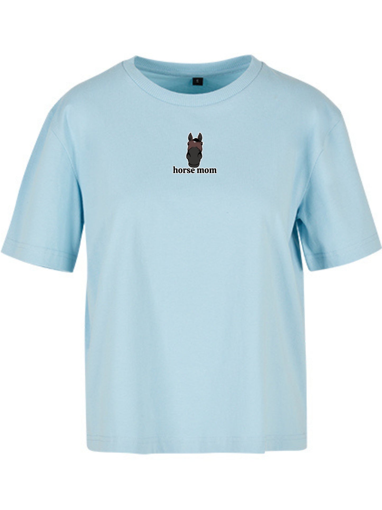 Bawełniana koszulka dla Koniary z haftem "horse mom" Oversize - HORSEY - Ocean Blue