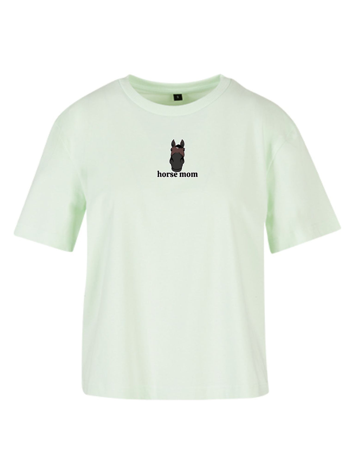 Bawełniana koszulka dla Koniary z haftem "horse mom" Oversize - HORSEY - Light Mint