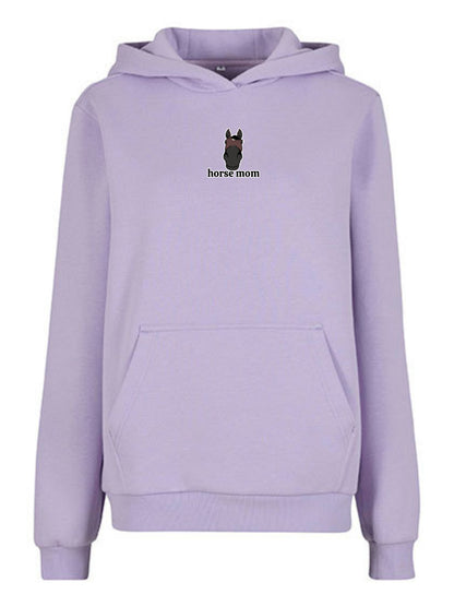 Miękka bluza z haftem "horse mom" dla Koniary Oversize - COZY - Lilac