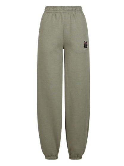 Miękkie spodnie dresowe z haftem dla Koniary Oversize - COZY - Pale Olive