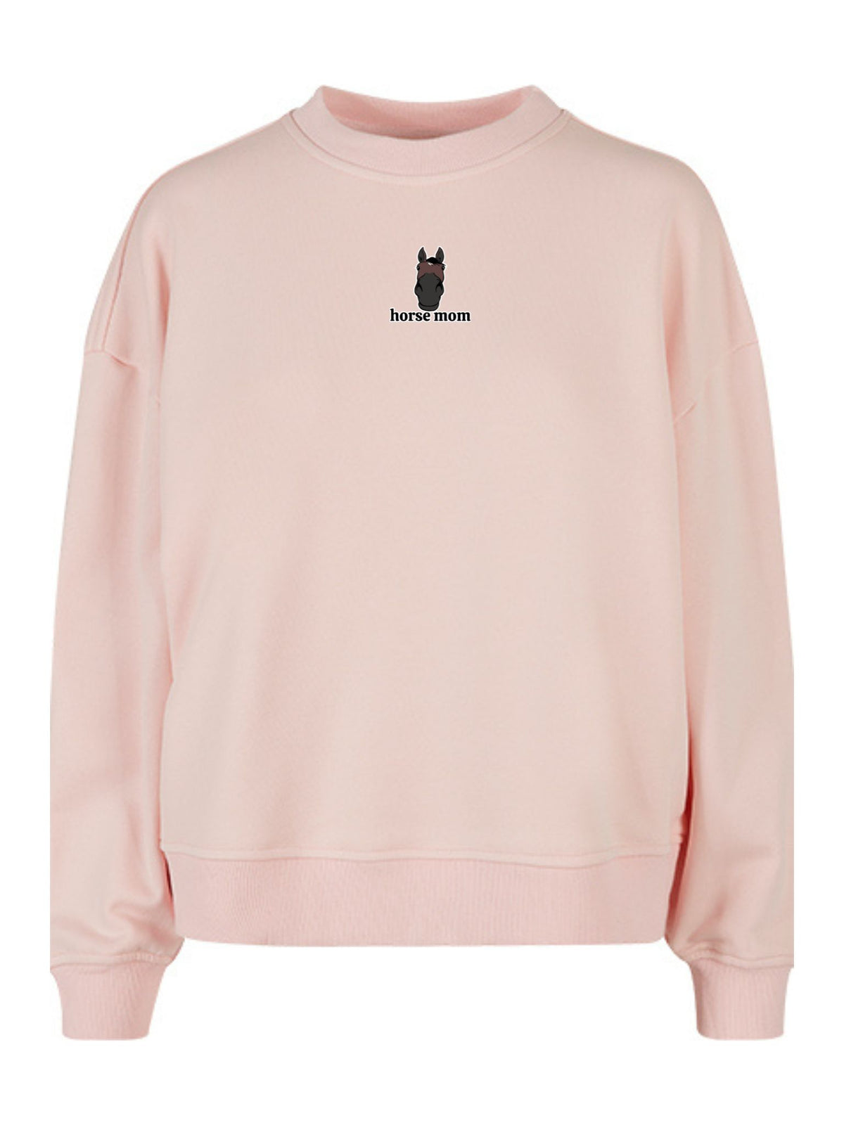Miękka bluza bez kaptura z haftem "horse mom" dla Koniary Oversize - EQUINE - Pink