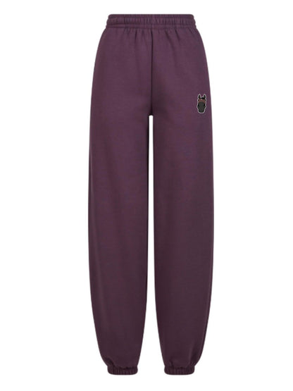 Miękkie spodnie dresowe z haftem dla Koniary - COZY - Plum Purple