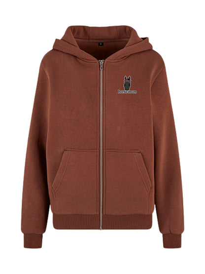 Cozy Rozpinana Bluza dla Koniary - Horse Mom Oversize - Chocolate Brown