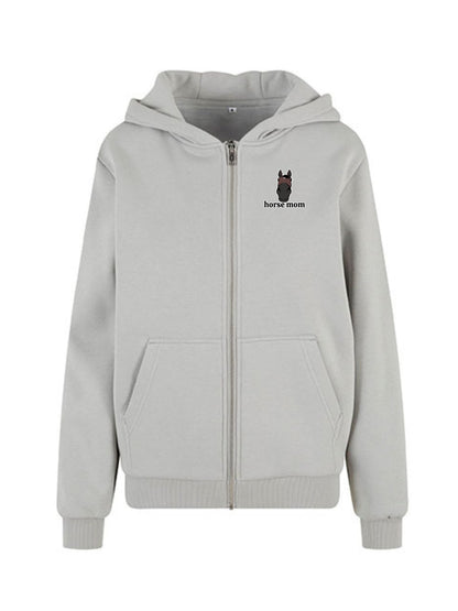 Cozy Rozpinana Bluza dla Koniary - Horse Mom Oversize - Light Asphalt