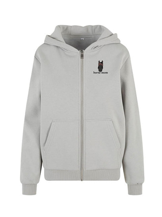 Cozy Rozpinana Bluza dla Koniary - Horse Mom Oversize - Light Asphalt