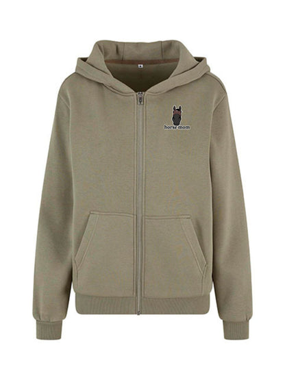 Cozy Rozpinana Bluza dla Koniary - Horse Mom Oversize - Pale Olive