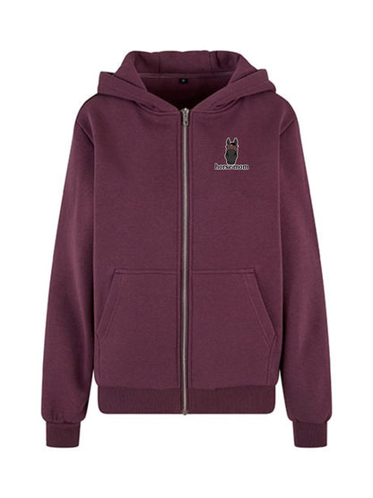 Cozy Rozpinana Bluza dla Koniary - Horse Mom Oversize - Plum Purple