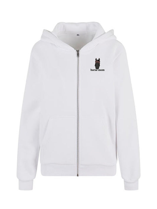 Cozy Rozpinana Bluza dla Koniary - Horse Mom Oversize - White