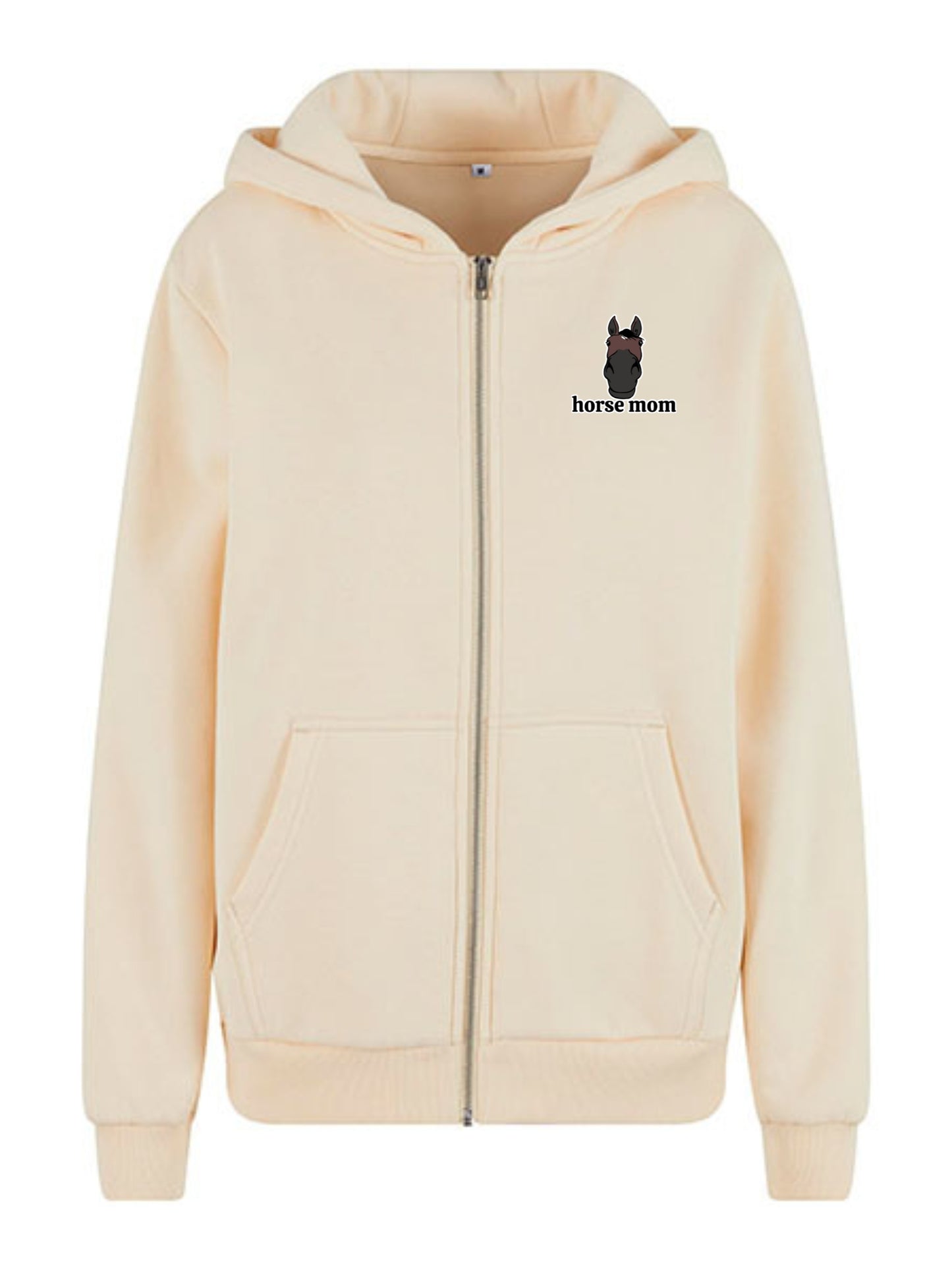 Miękka, luźna bluza na zamek z haftem "horse mom" dla Koniary - COZY - White Sand