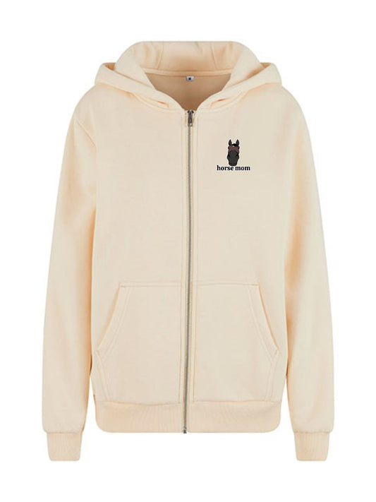 Cozy Rozpinana Bluza dla Koniary - Horse Mom Oversize - White Sand