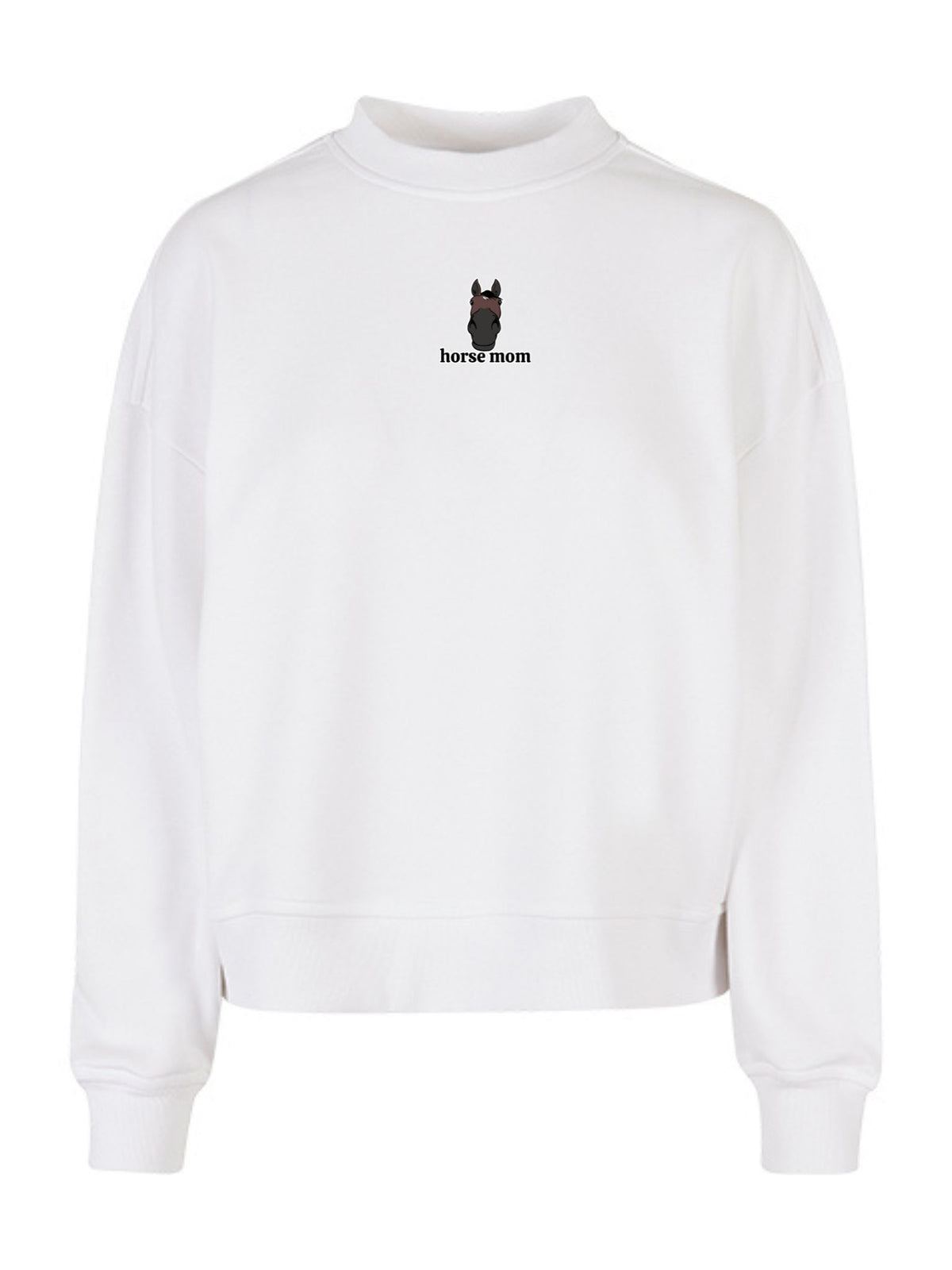 Miękka bluza bez kaptura z haftem "horse mom" dla Koniary Oversize - EQUINE - White