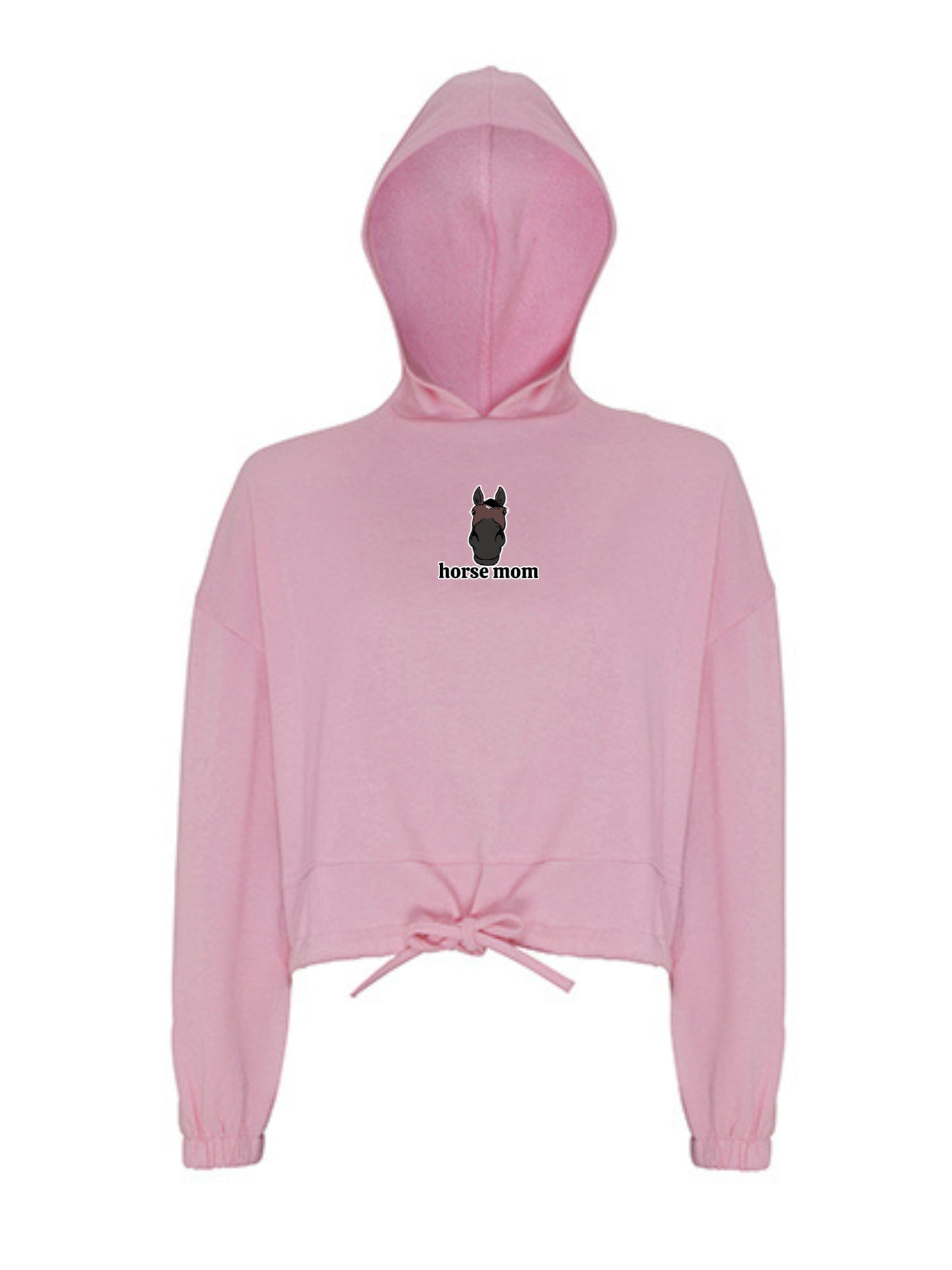 Miękka bluza ze ściągaczem, z haftem "horse mom" dla Koniary - LOVELY - Light Pink