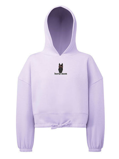 Miękka bluza ze ściągaczem, z haftem "horse mom" dla Koniary - LOVELY - Lilac