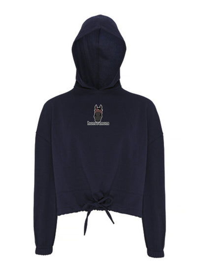Miękka bluza ze ściągaczem, z haftem "horse mom" dla Koniary - LOVELY - Navy