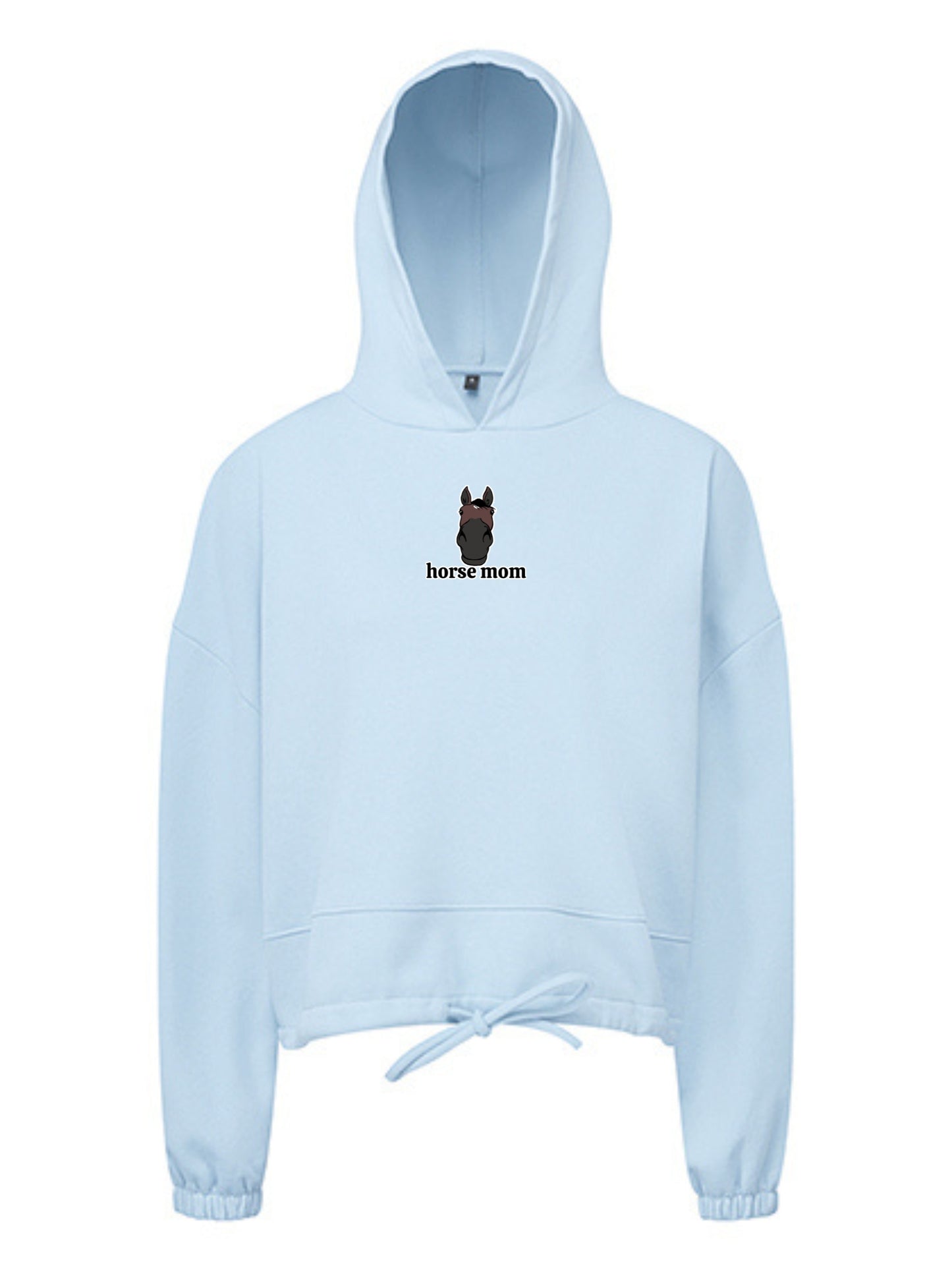 Miękka bluza ze ściągaczem, z haftem "horse mom" dla Koniary - LOVELY - Sky Blue