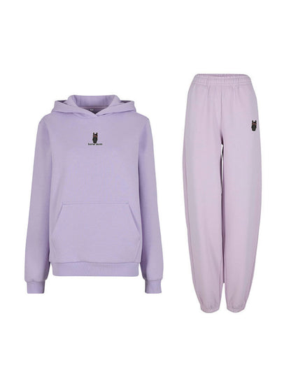Miękki komplet dresowy z haftem "horse mom" dla Koniary Oversize - COZY - Lilac