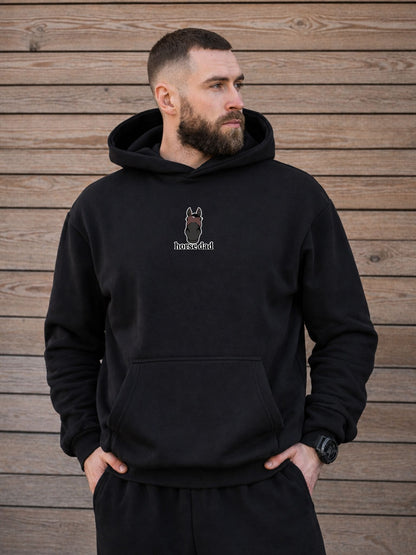 Miękka bluza z haftem "horse dad" dla Koniarza Oversize - COZY - Black
