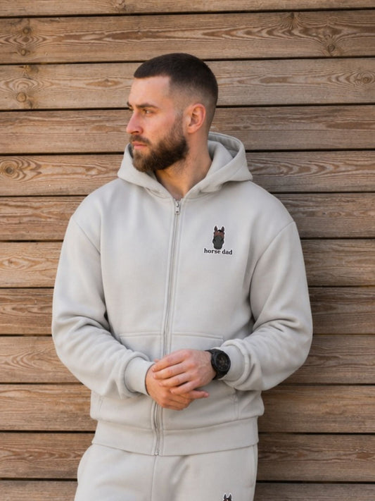 Cozy Rozpinana Bluza dla Koniarza - Horse Dad Oversize - Light Asphalt