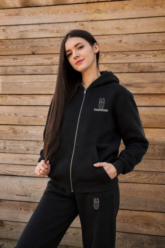 Cozy Rozpinana Bluza dla Koniary - Horse Mom Oversize - Black
