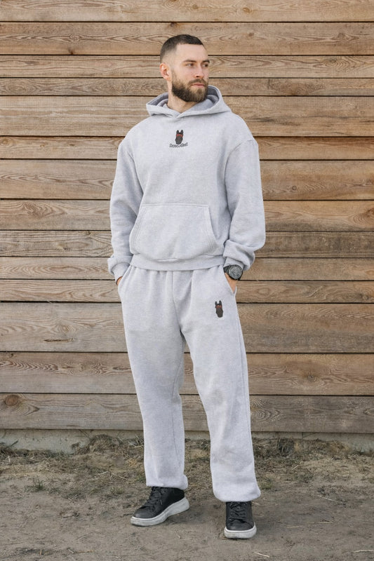 Cozy Komplet Dresowy Dla Koniarza - Horse Dad Oversize - Light Asphalt