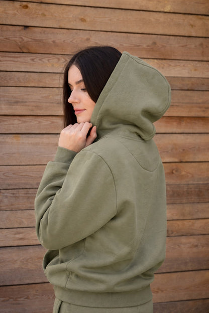 Cozy Komplet Dresowy Dla Koniary - Horse Mom Oversize - Pale Olive