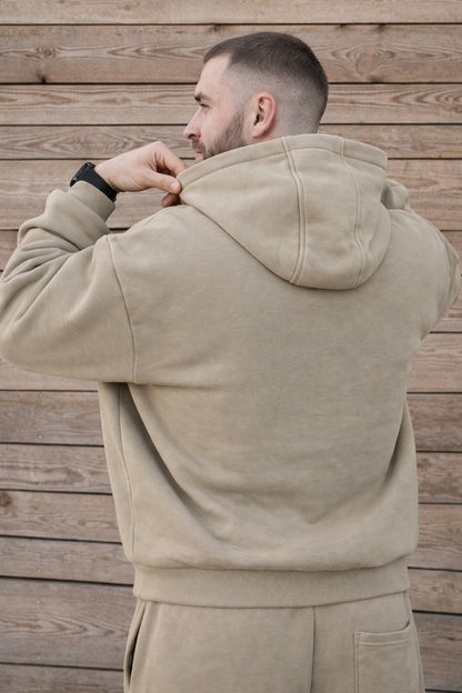 Miękka bluza z haftem "horse dad" dla Koniarza Oversize - COZY - Pale Olive