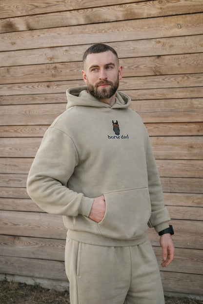 Cozy Bluza dla Koniarza - Horse Dad Oversize - Pale Olive