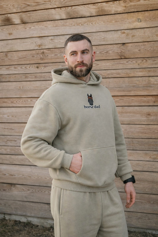 Cozy Bluza dla Koniarza - Horse Dad Oversize - Pale Olive
