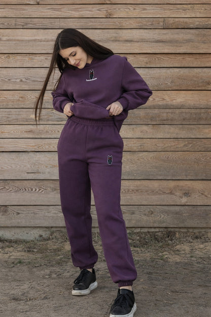 Cozy Spodnie Dresowe dla Koniary - Horse Mom - Plum Purple