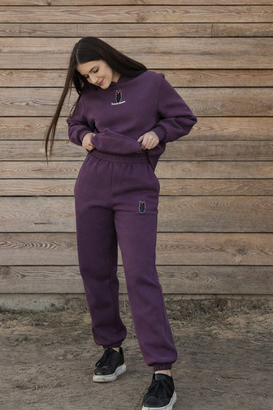 Cozy Spodnie Dresowe dla Koniary - Horse Mom - Plum Purple
