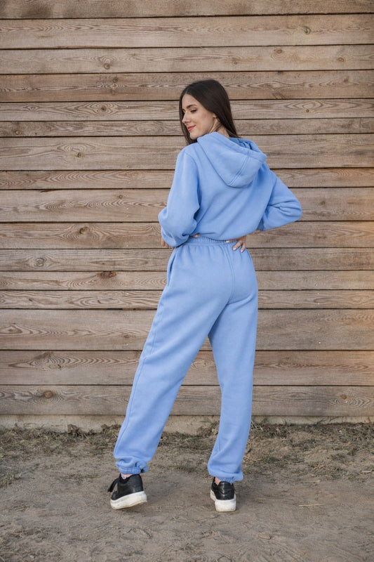 Cozy Komplet Dresowy Dla Koniary - Horse Mom Oversize - Powder Blue