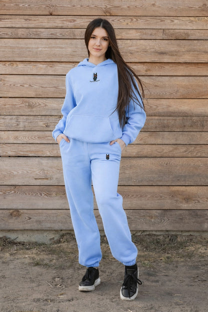 Cozy Komplet Dresowy Dla Koniary - Horse Mom Oversize - Powder Blue