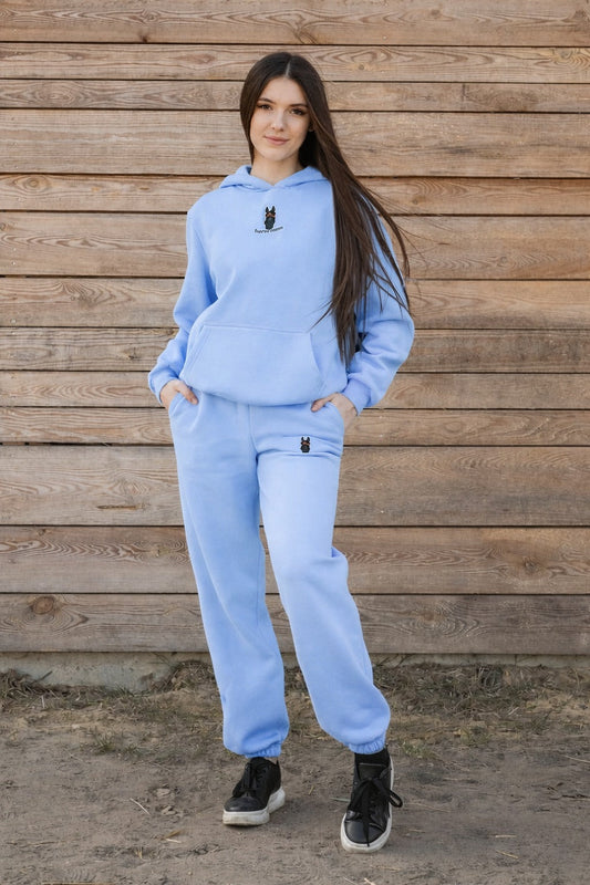 Cozy Komplet Dresowy Dla Koniary - Horse Mom Oversize - Powder Blue