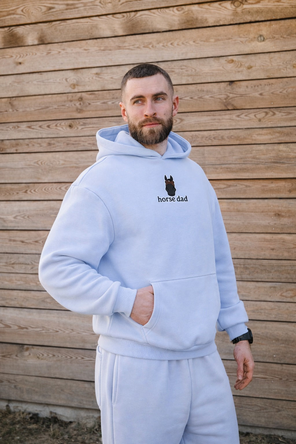 Cozy Bluza dla Koniarza - Horse Dad Oversize - Powder Blue