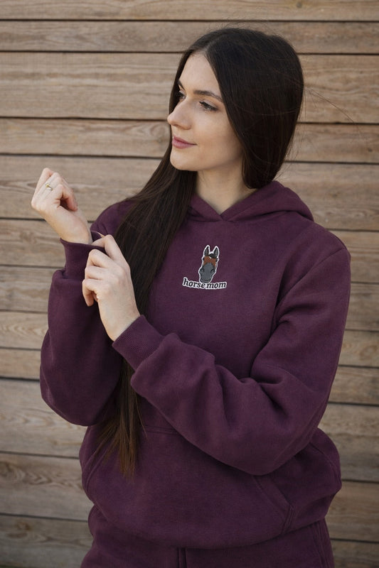 Cozy Bluza dla Koniary - Horse Mom Oversize - Plum Purple