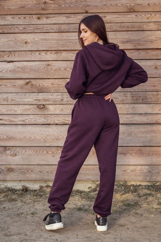 Cozy Komplet Dresowy Dla Koniary - Horse Mom Oversize - Plum Purple