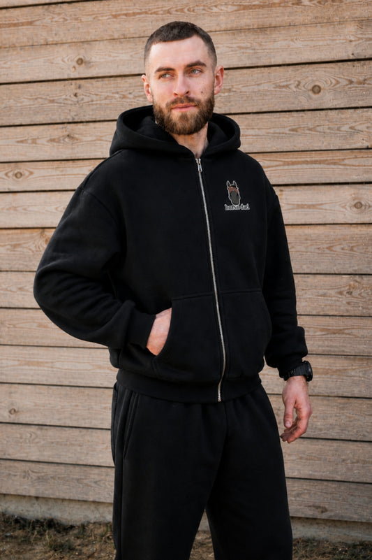 Cozy Rozpinana Bluza dla Koniarza - Horse Dad Oversize - Black