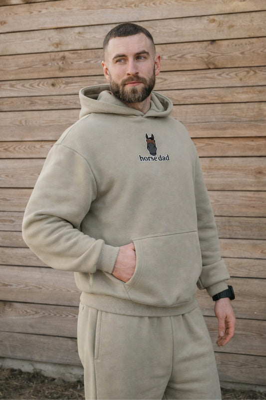 Cozy Bluza dla Koniarza - Horse Dad Oversize - Pale Olive