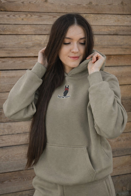 Cozy Bluza dla Koniary - Horse Mom Oversize - Pale Olive